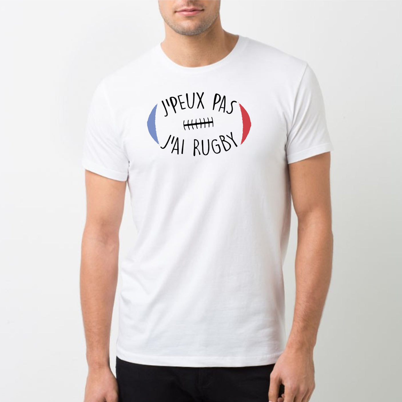 T-Shirt Homme J'peux pas j'ai rugby Blanc