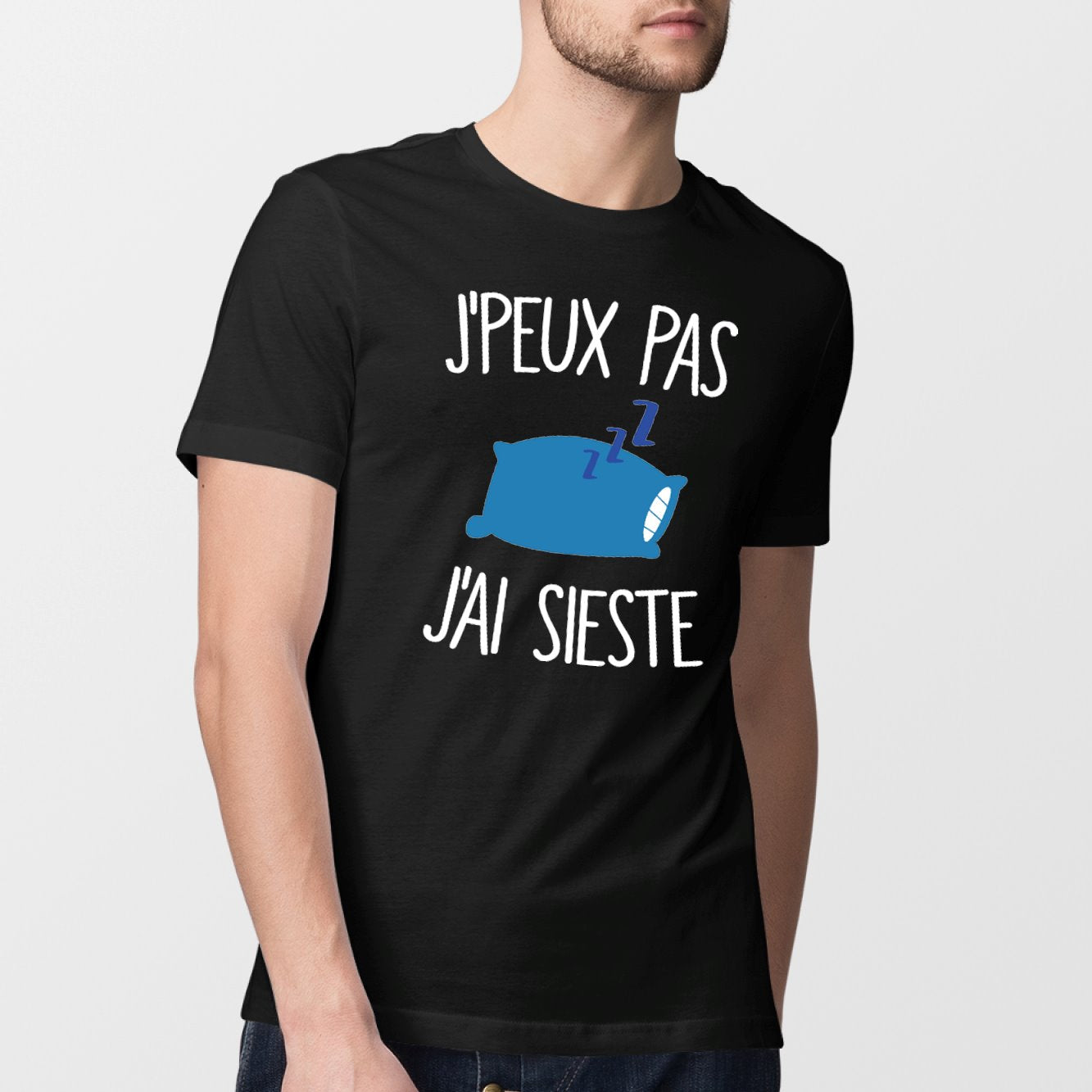 T-Shirt Homme J'peux pas j'ai sieste Noir