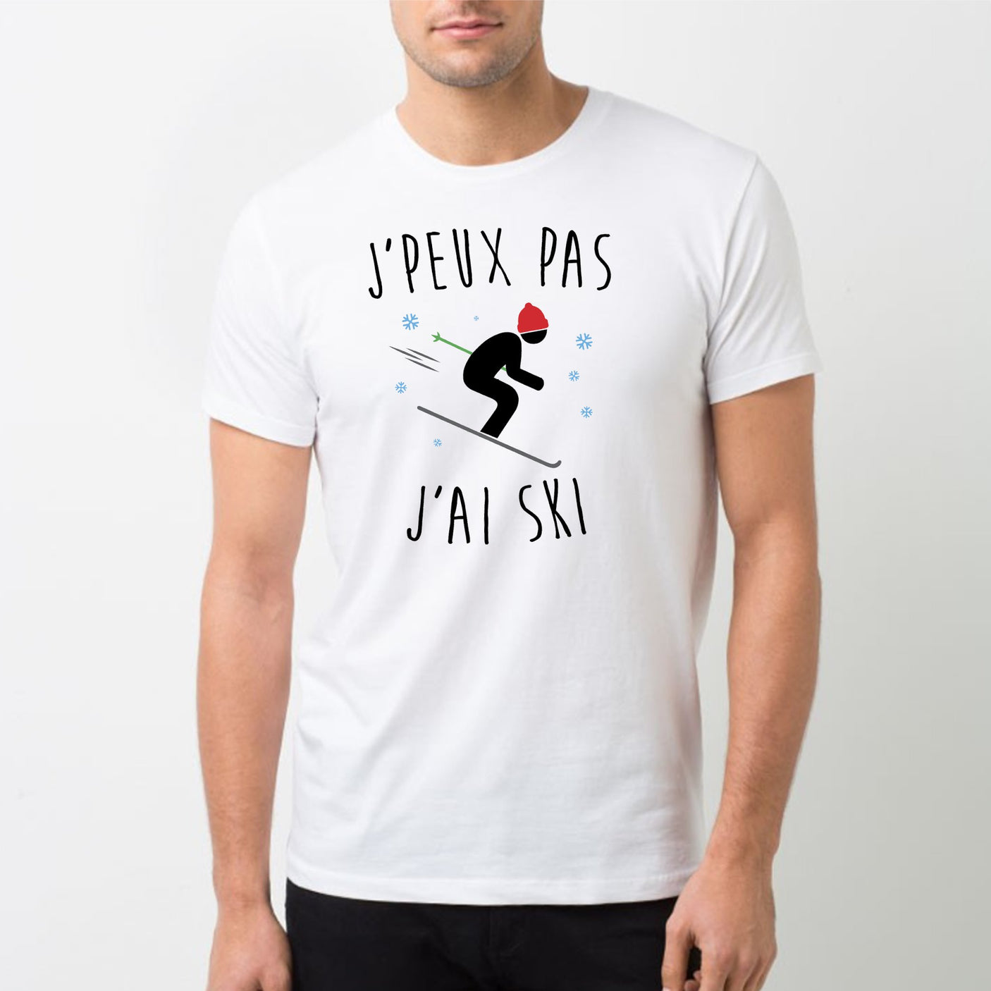 T-Shirt Homme J'peux pas j'ai ski Blanc