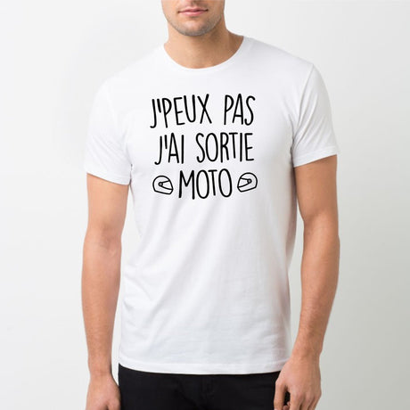 T-Shirt Homme J'peux pas j'ai sortie moto Blanc