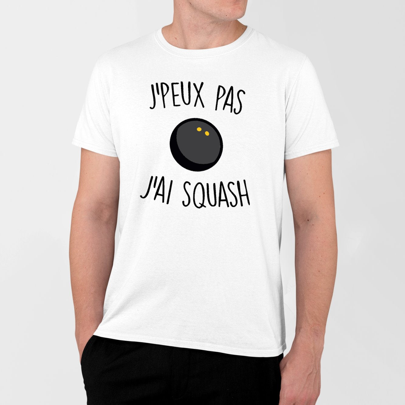 T-Shirt Homme J'peux pas j'ai squash Blanc