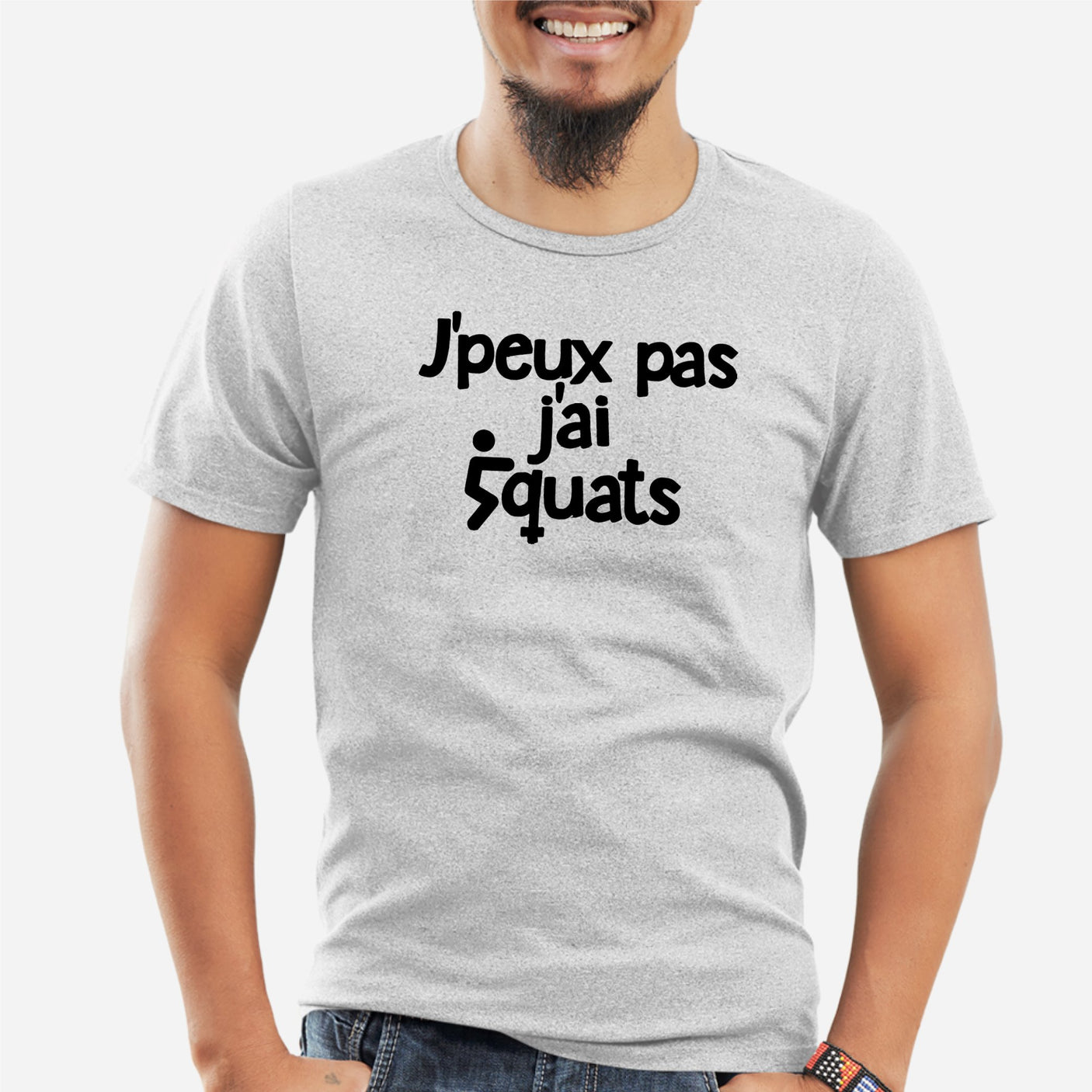 T-Shirt Homme J'peux pas j'ai squats Gris