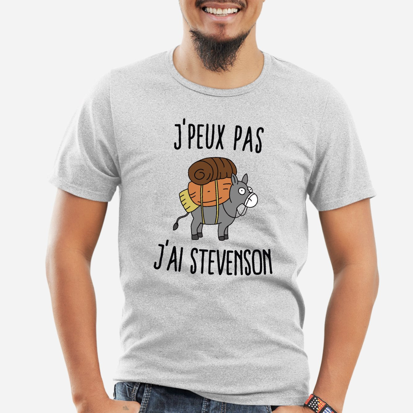 T-Shirt Homme J'peux pas j'ai Stevenson Gris