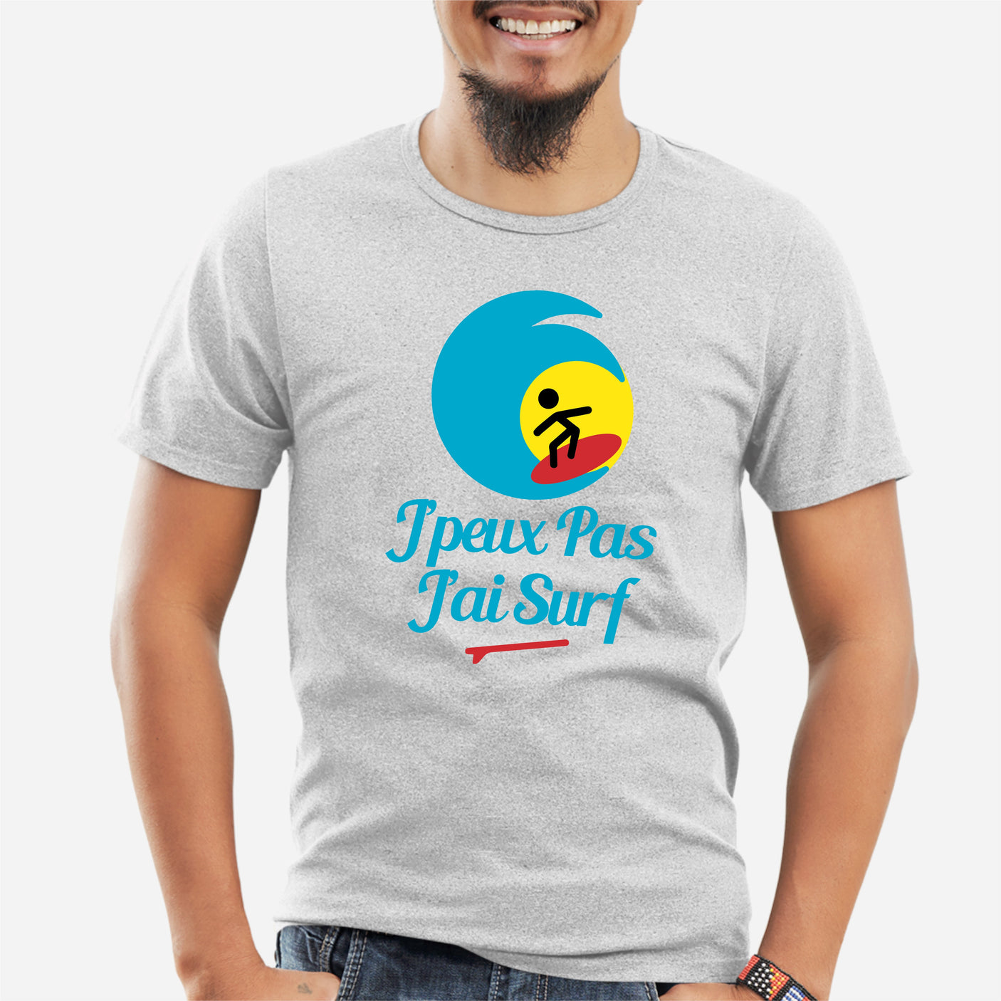 T-Shirt Homme J'peux pas j'ai surf Gris