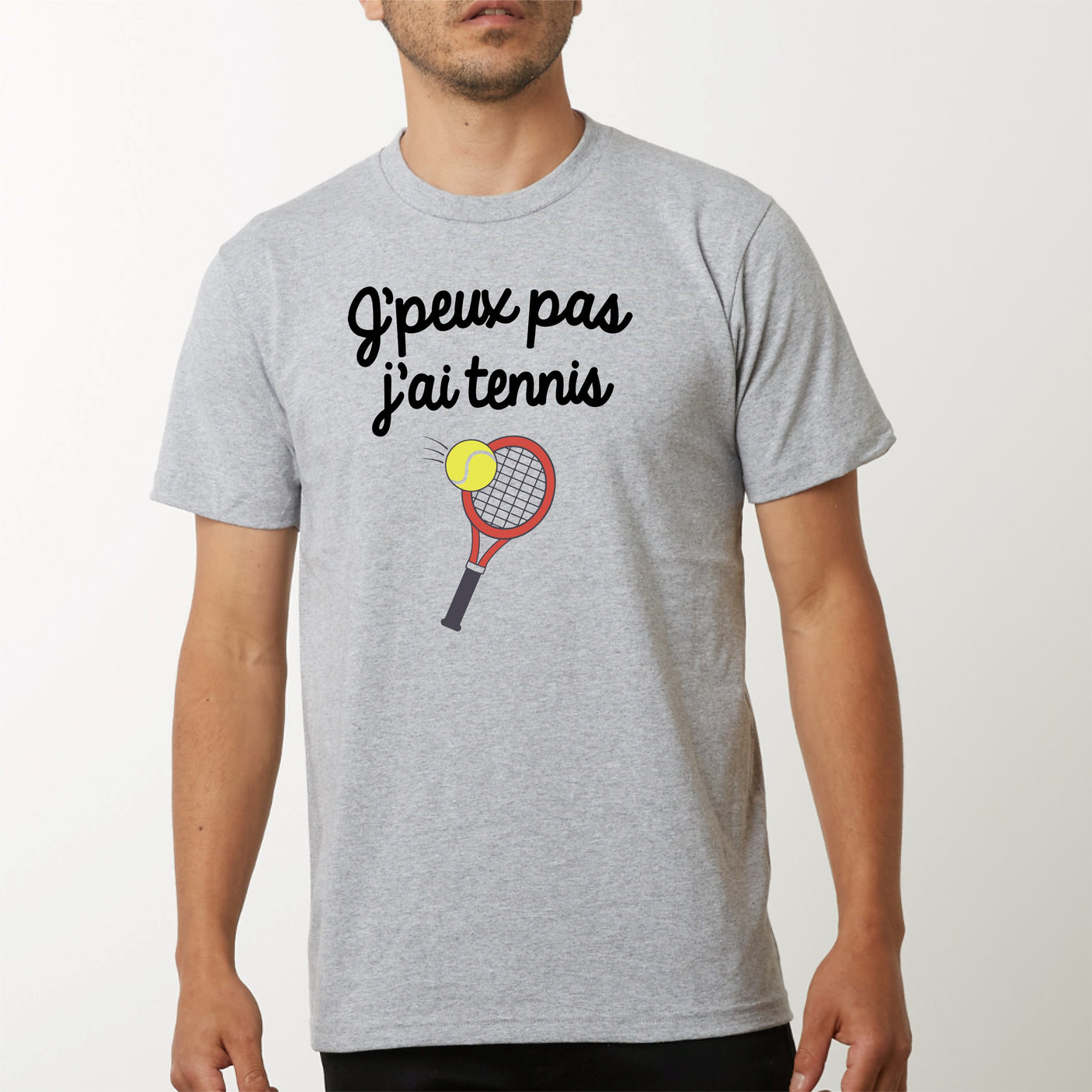 T-Shirt Homme J'peux pas j'ai tennis Gris