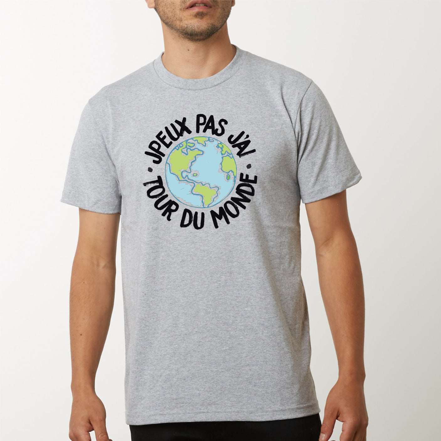 T-Shirt Homme J'peux pas j'ai tour du monde Gris