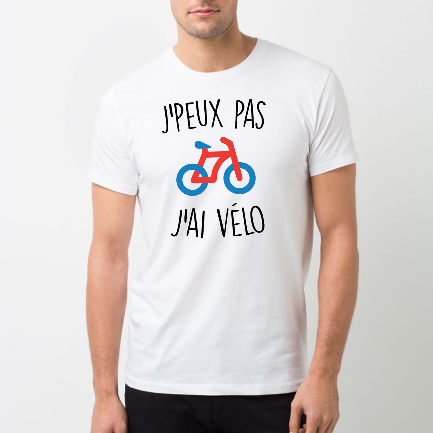 T-Shirt Homme J'peux pas j'ai vélo Blanc