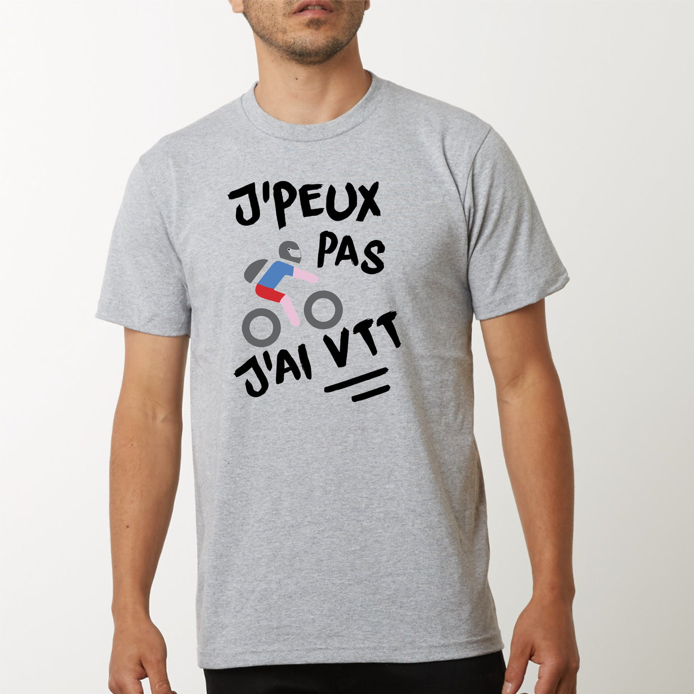 T-Shirt Homme J'peux pas j'ai VTT Gris