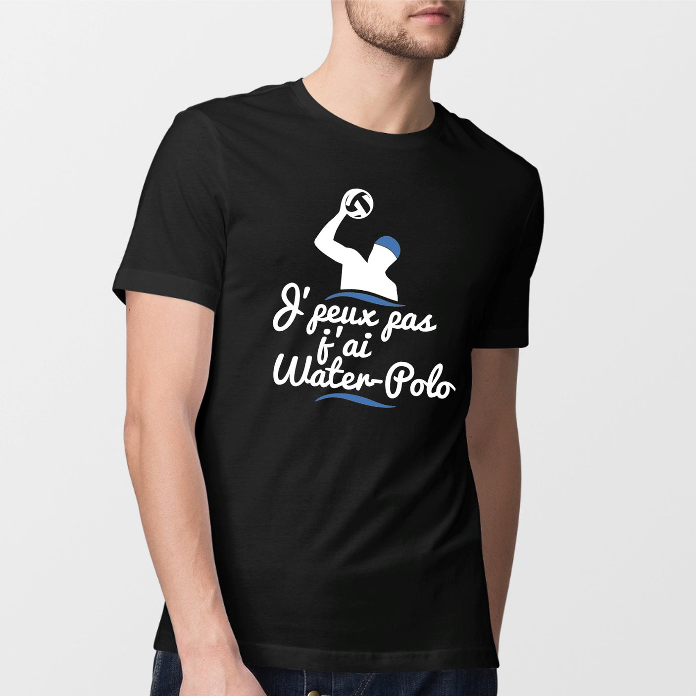 T-Shirt Homme J'peux pas j'ai water-polo Noir