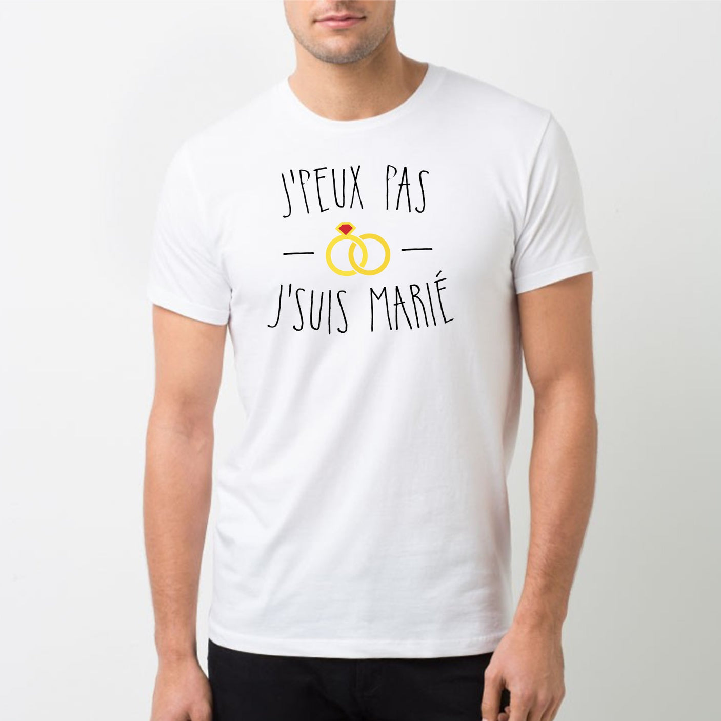 T-Shirt Homme J'peux pas j'suis marié Blanc