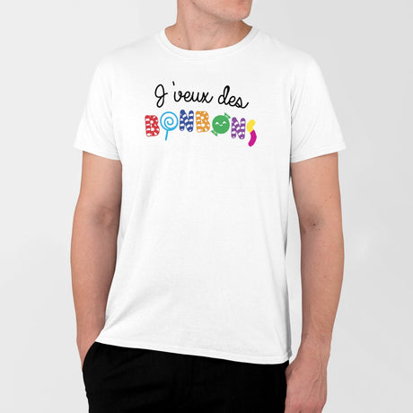 T-Shirt Homme J'veux des bonbons Blanc