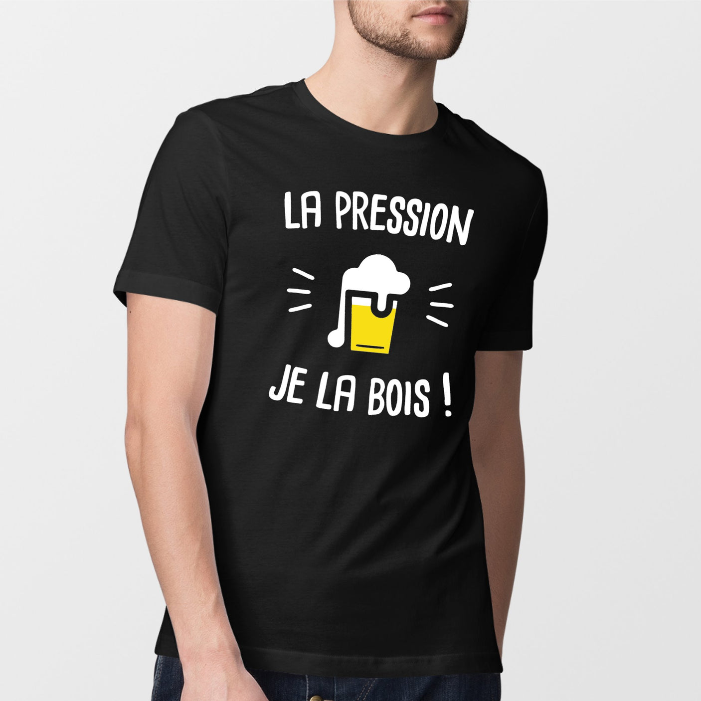 T-Shirt Homme La pression je la bois Noir