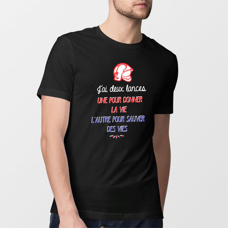 T-Shirt Homme Lance de pompier Noir