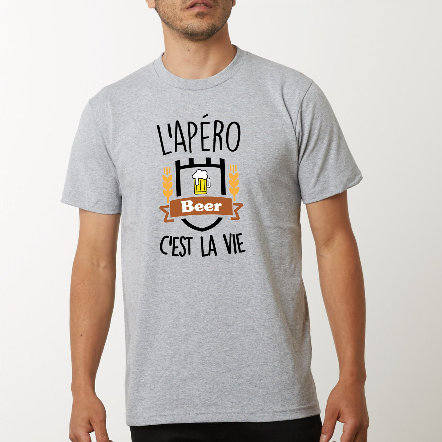 T-Shirt Homme L'apéro c'est la vie Gris