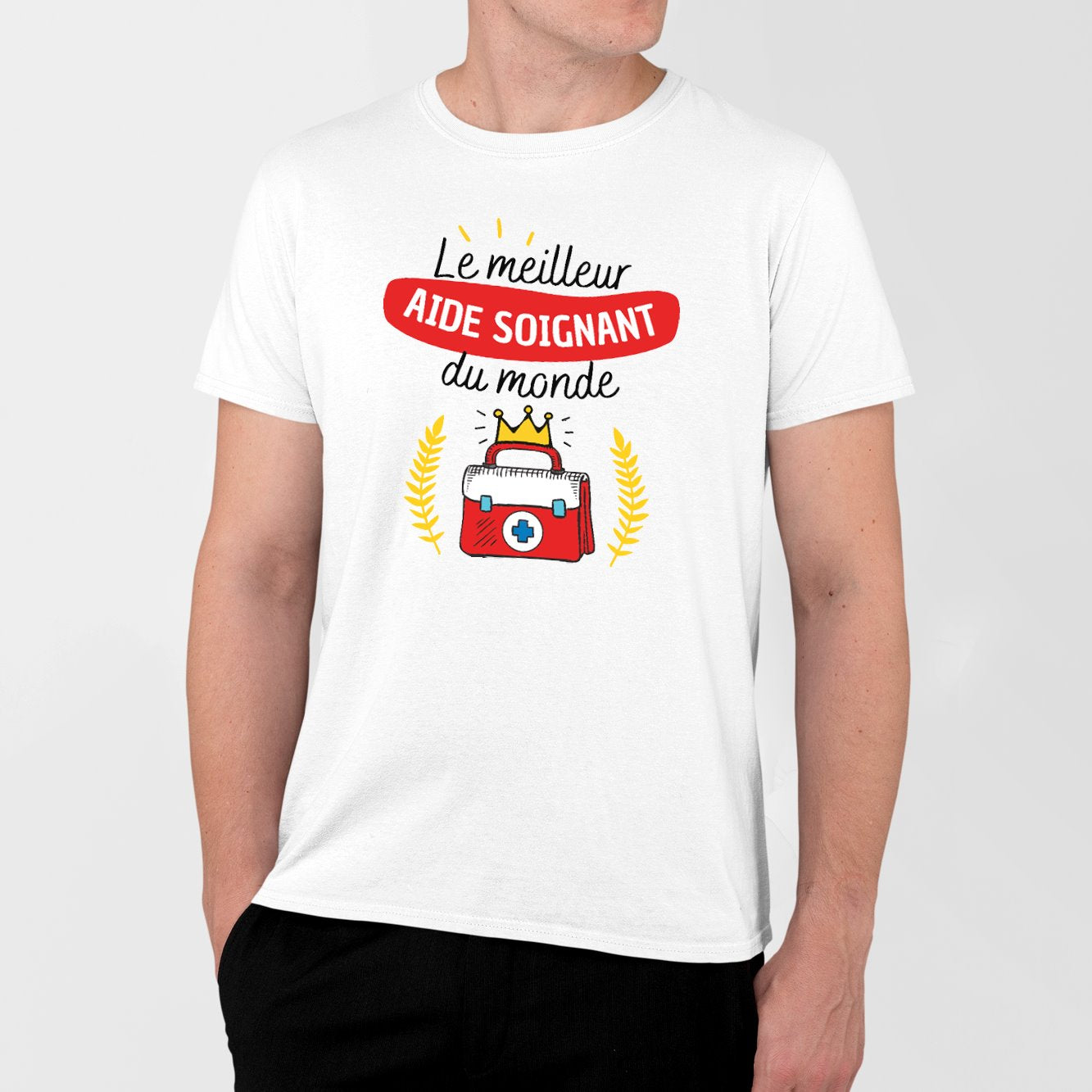 T-Shirt Homme Le meilleur aide soignant du monde Blanc