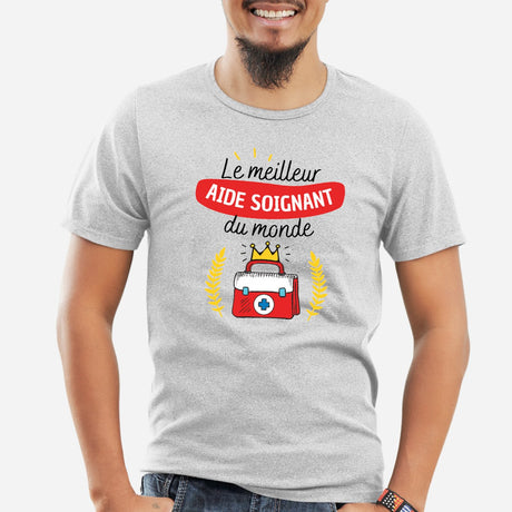 T-Shirt Homme Le meilleur aide soignant du monde Gris