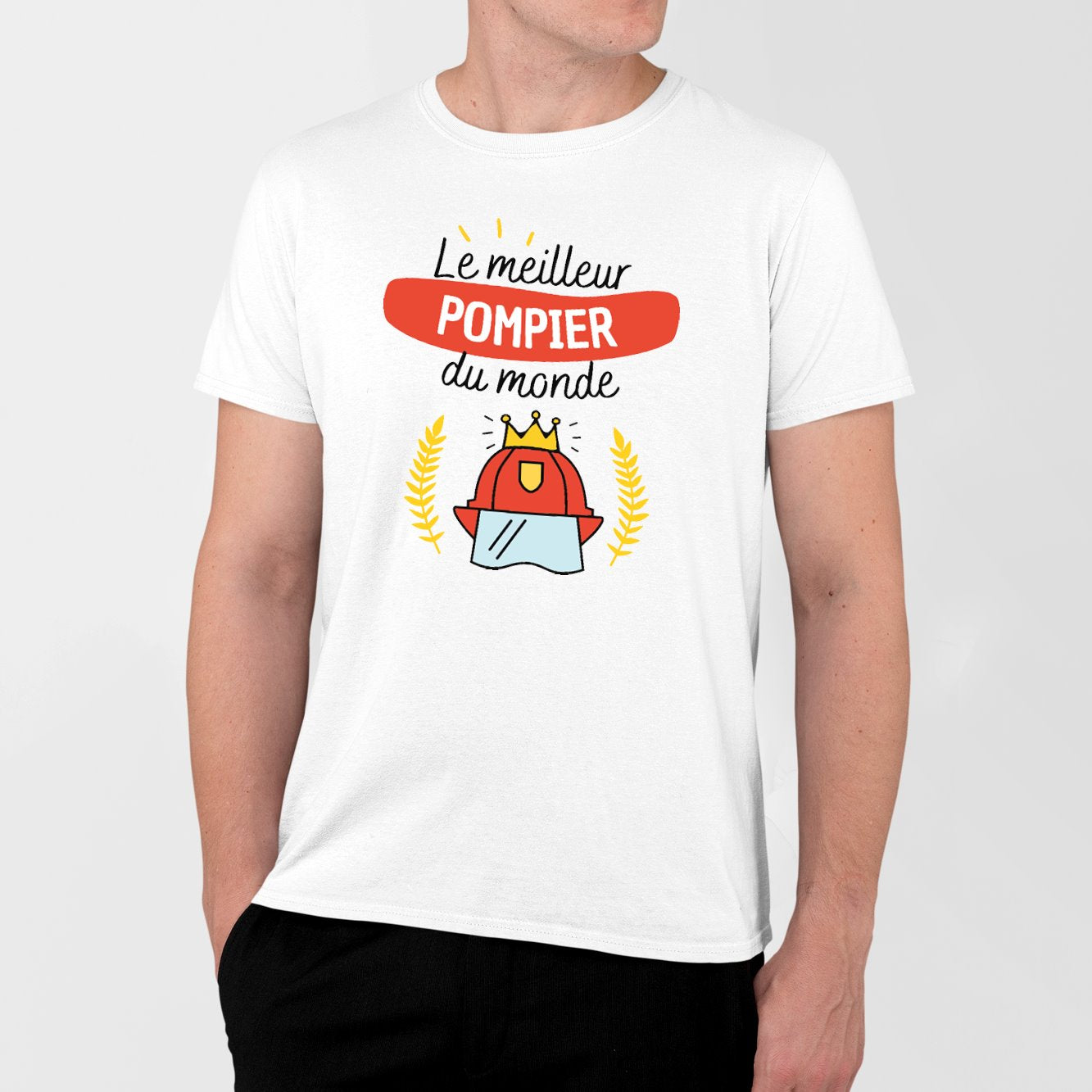 T-Shirt Homme Le meilleur pompier du monde Blanc