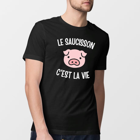 T-Shirt Homme Le saucisson c'est la vie Noir