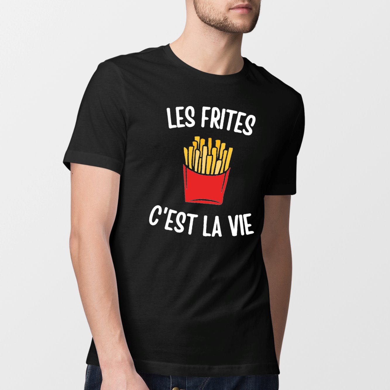 T-Shirt Homme Les frites c'est la vie Noir