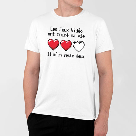 T-Shirt Homme Les jeux vidéo ont ruiné ma vie il m'en reste deux Blanc