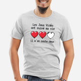 T-Shirt Homme Les jeux vidéo ont ruiné ma vie il m'en reste deux Gris