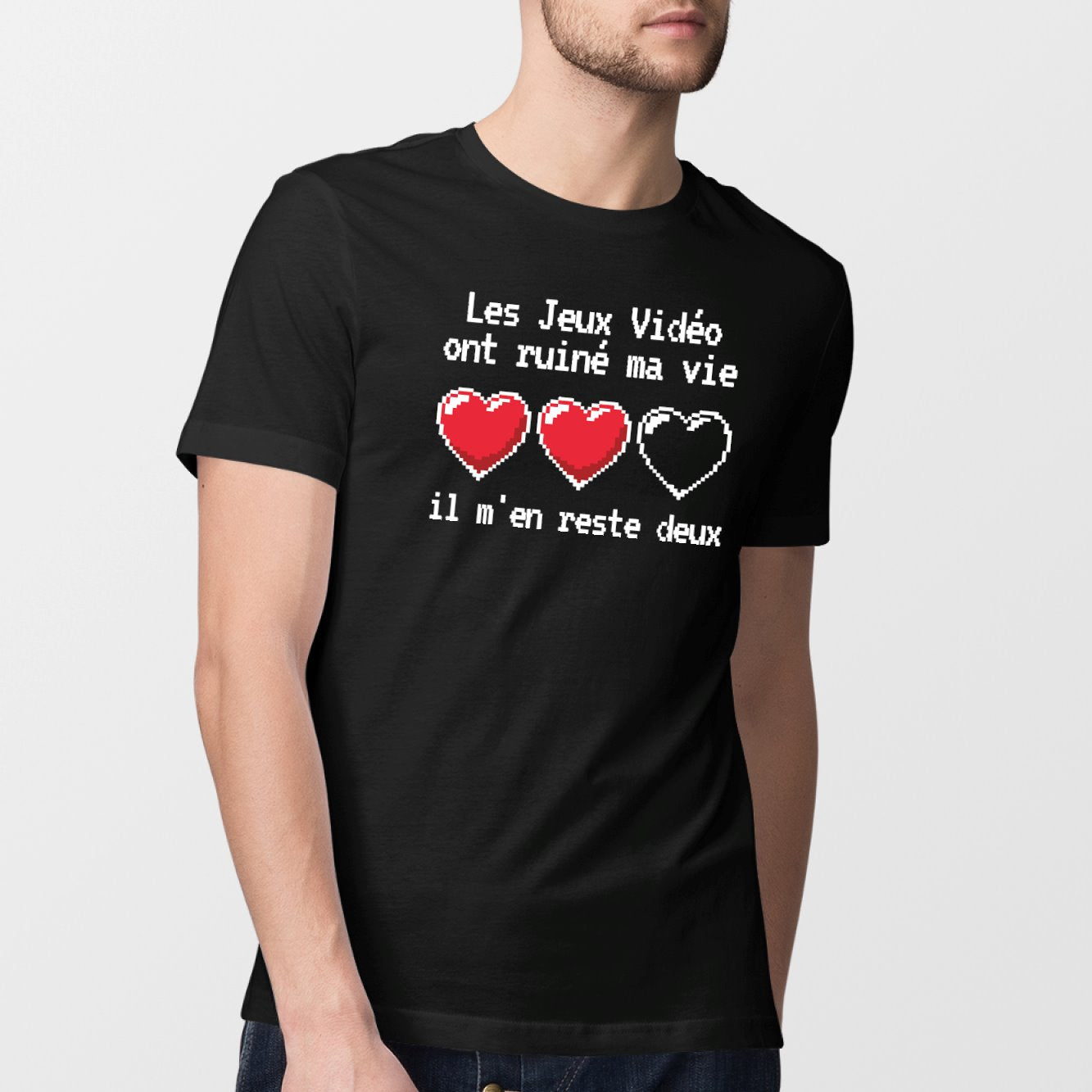 T-Shirt Homme Les jeux vidéo ont ruiné ma vie il m'en reste deux Noir