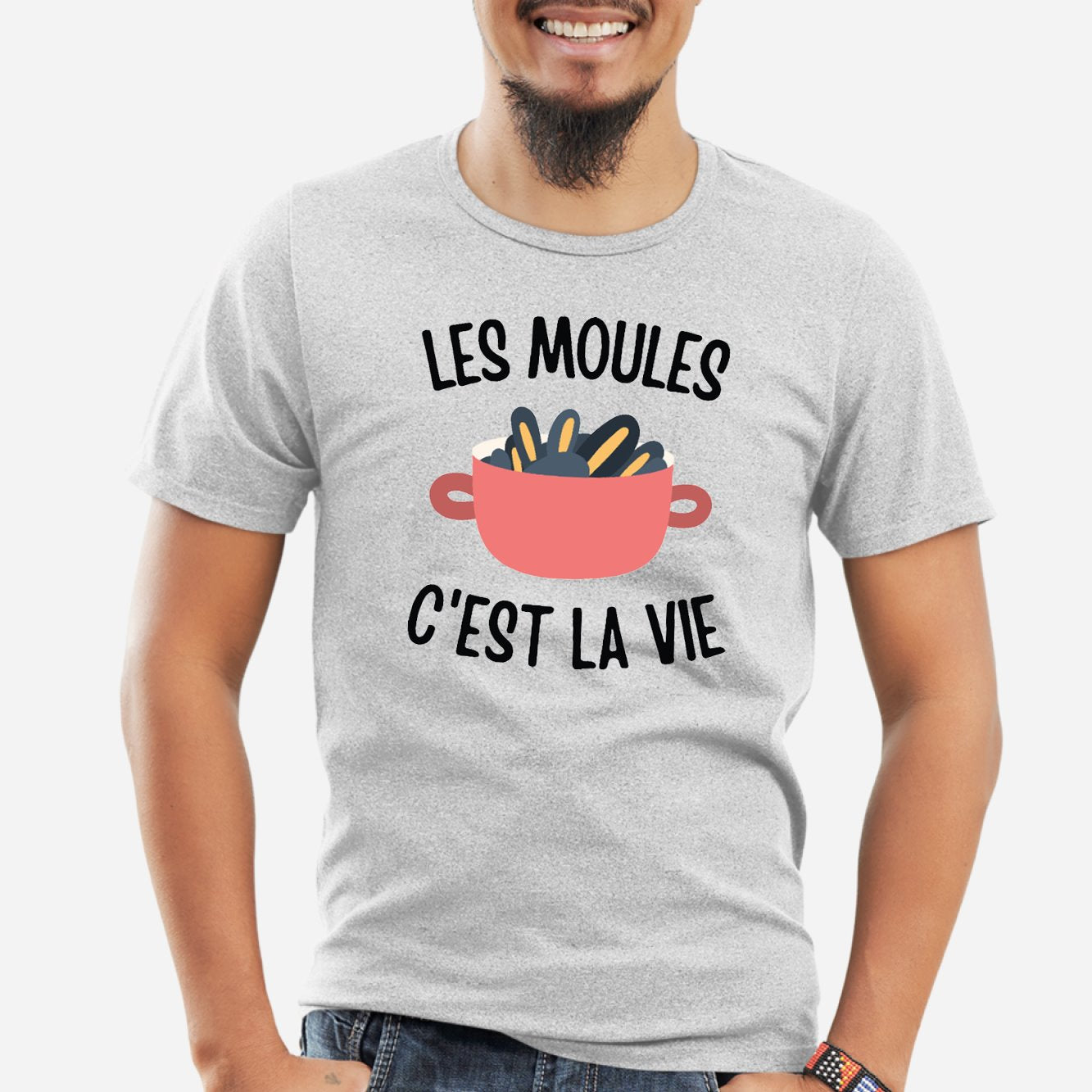 T-Shirt Homme Les moules c'est la vie Gris