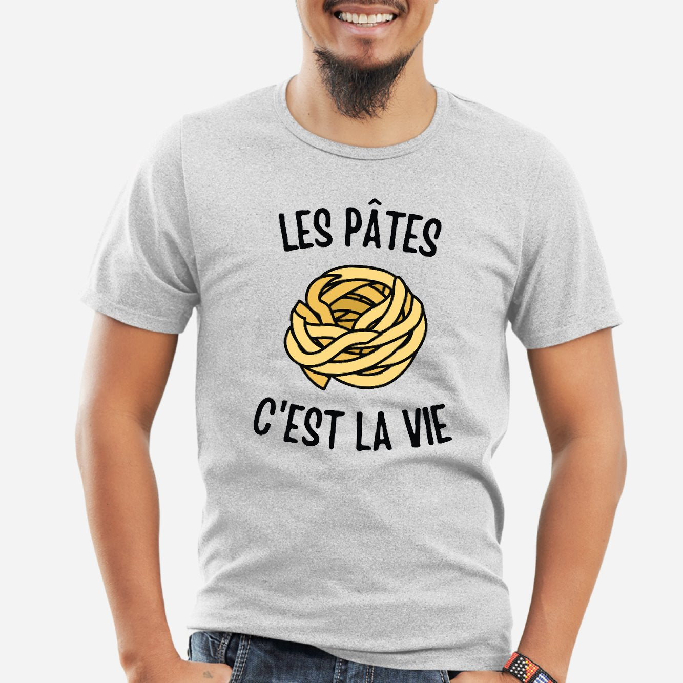 T-Shirt Homme Les pâtes c'est la vie Gris