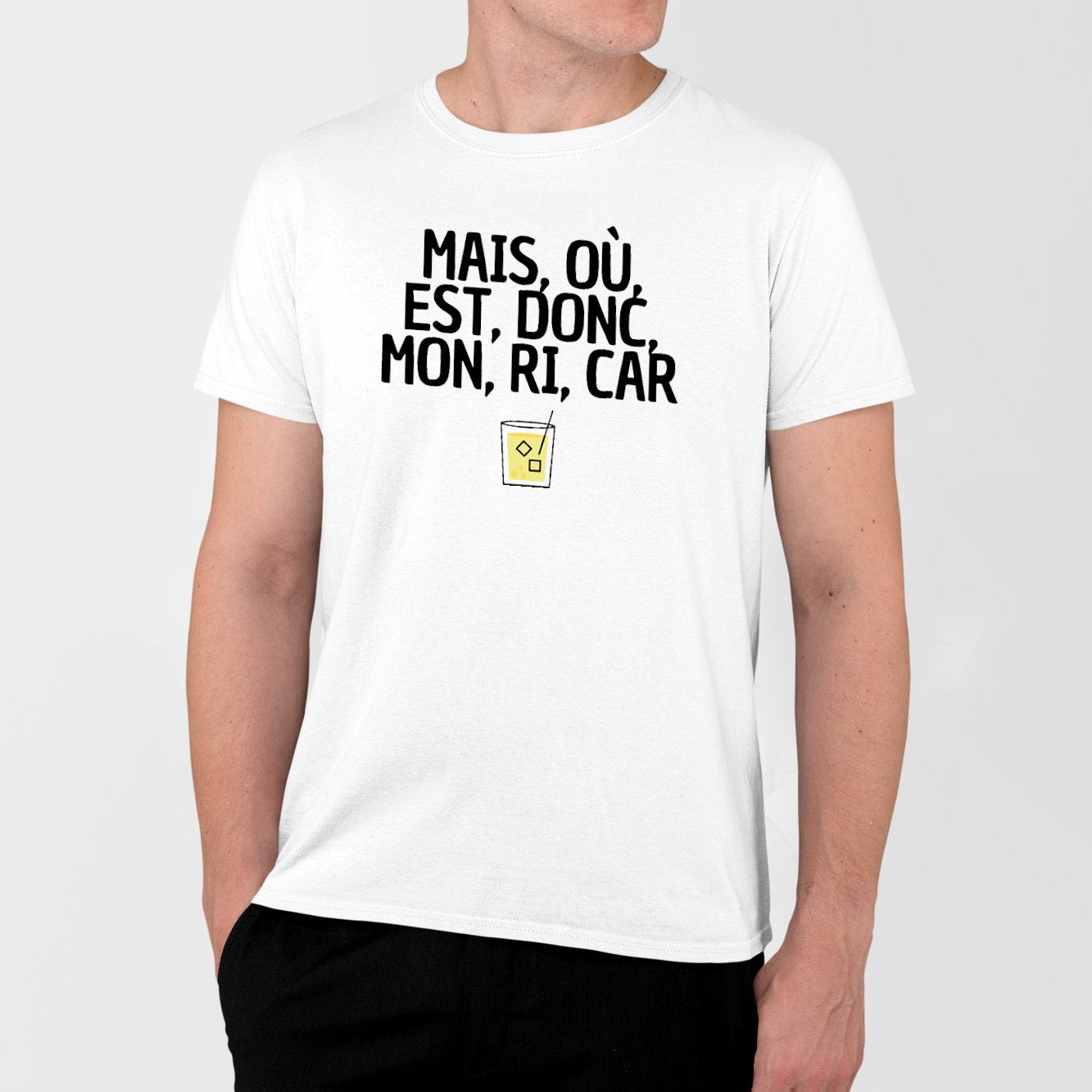 T-Shirt Homme Mais, où, est, donc, mon, ri, car Blanc