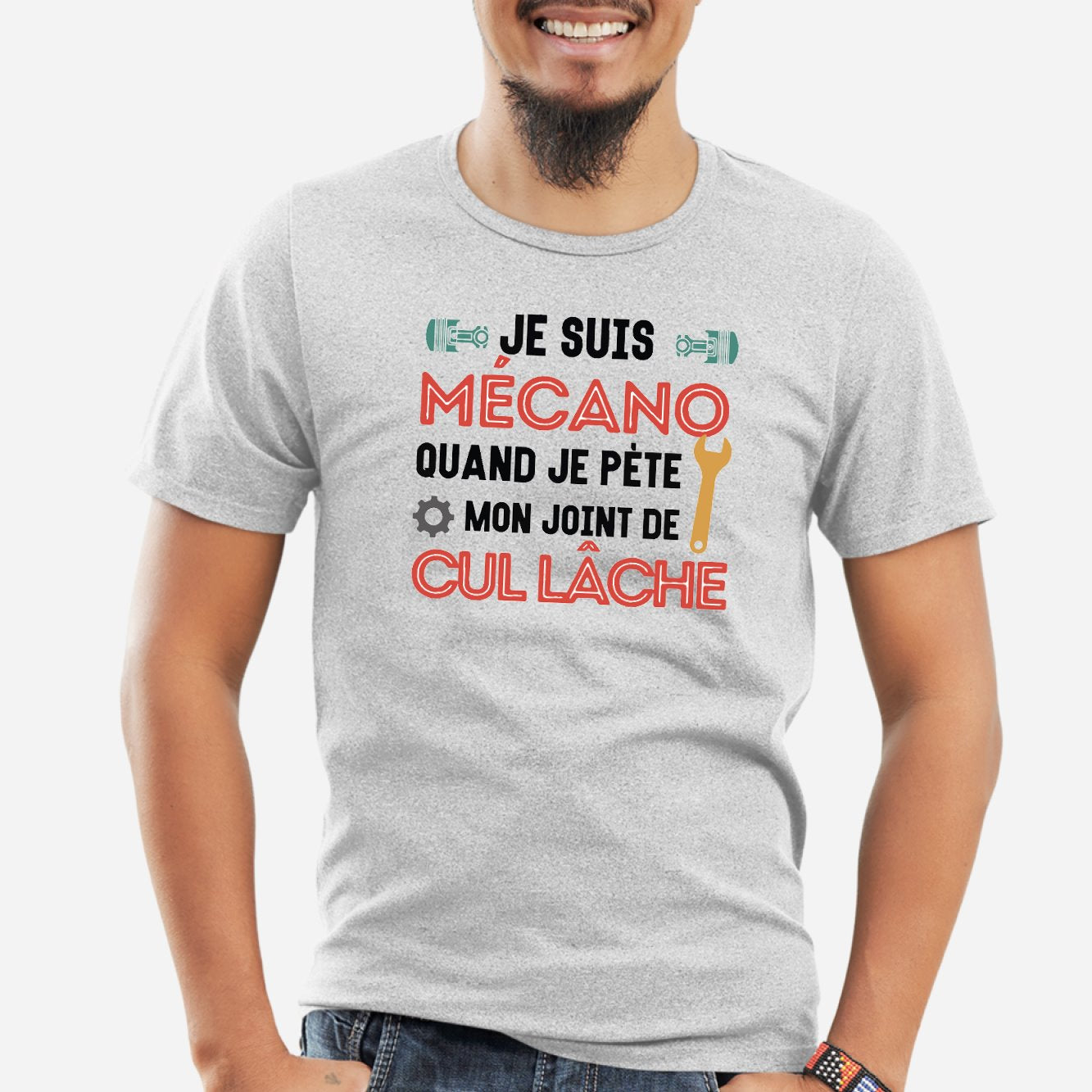 T-Shirt Homme Mécano mon joint de cul lâche Gris