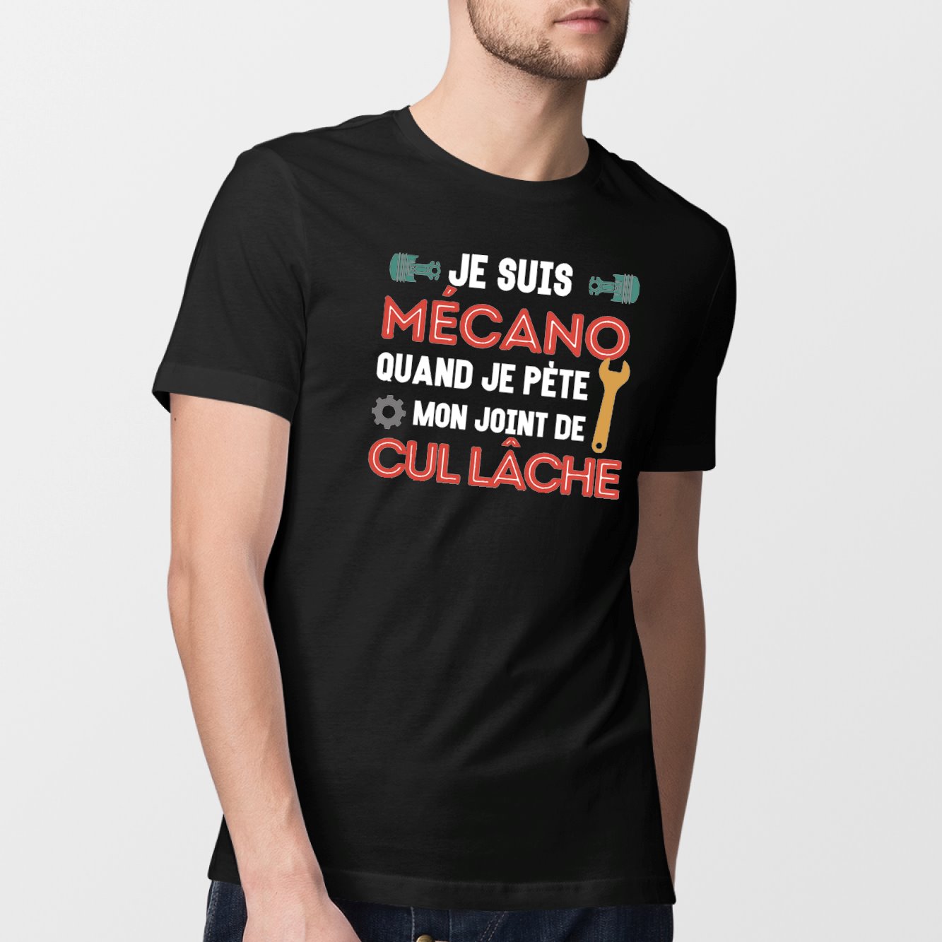 T-Shirt Homme Mécano mon joint de cul lâche Noir