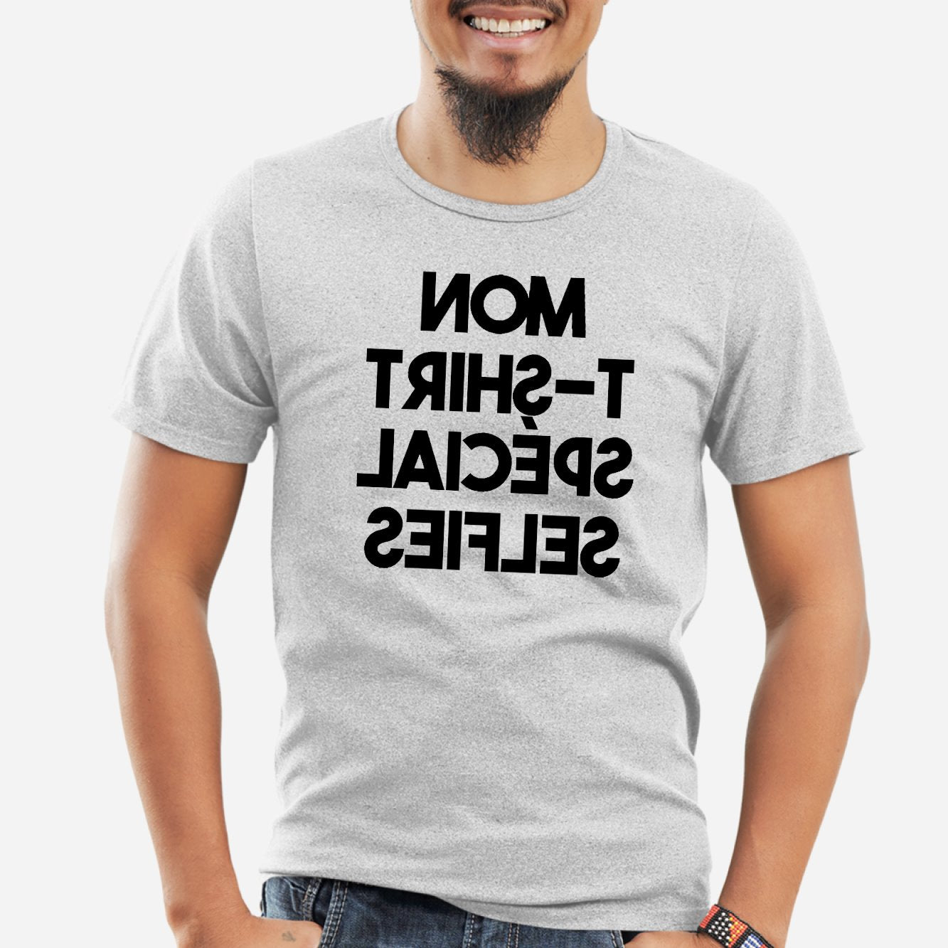 T-Shirt Homme Mon tee-shirt à selfies Gris