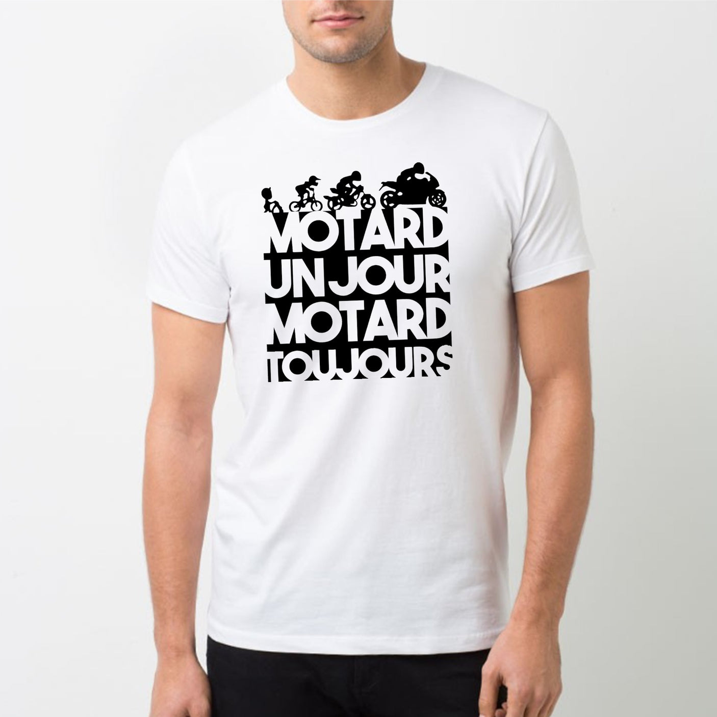 T-Shirt Homme Motard un jour Blanc