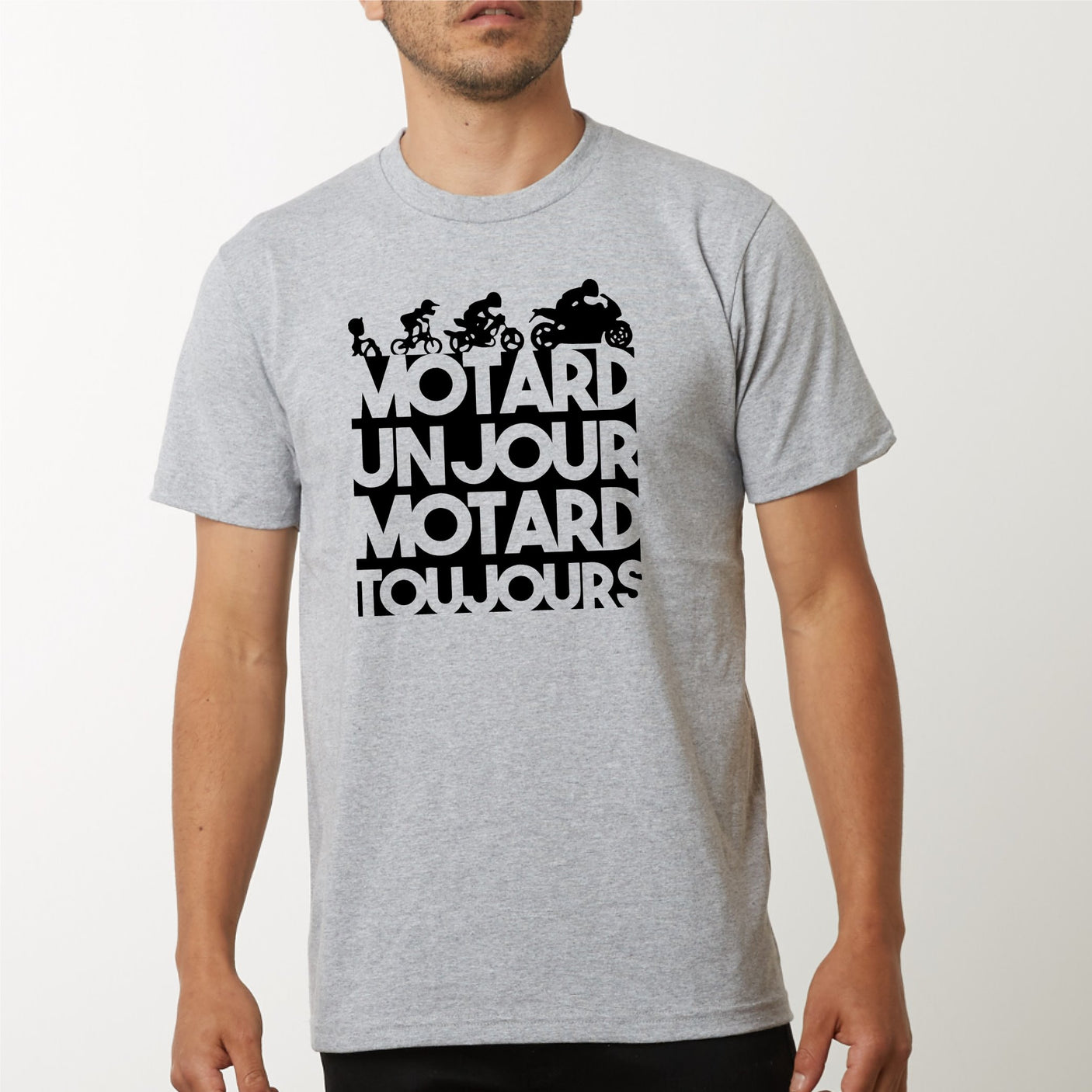 T-Shirt Homme Motard un jour Gris