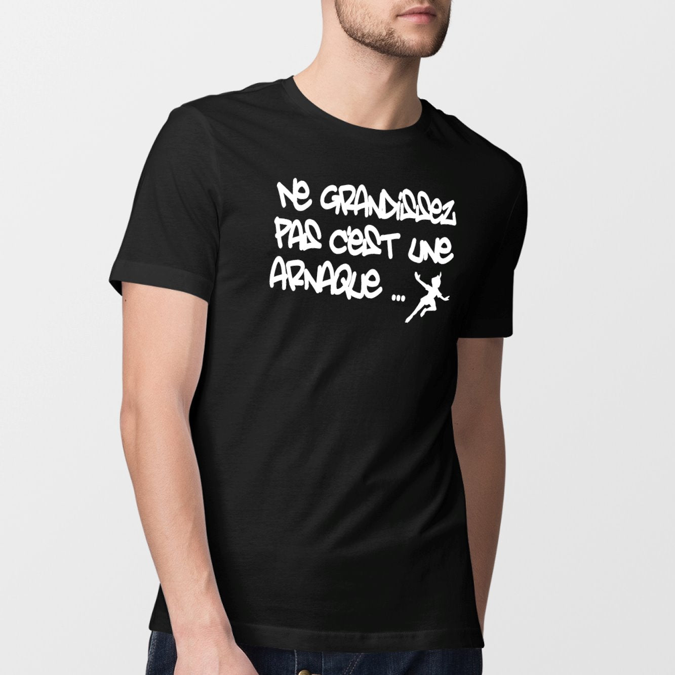 T-Shirt Homme Ne grandissez pas c'est une arnaque Noir