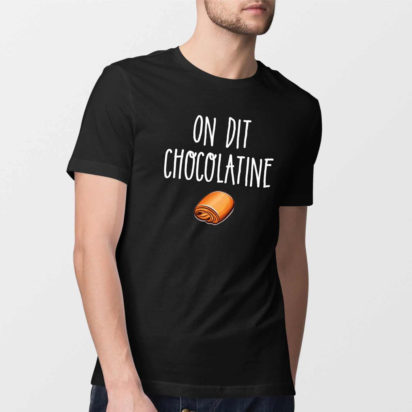 T-Shirt Homme On dit chocolatine Noir