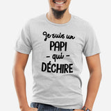 T-Shirt Homme Papi qui déchire Gris