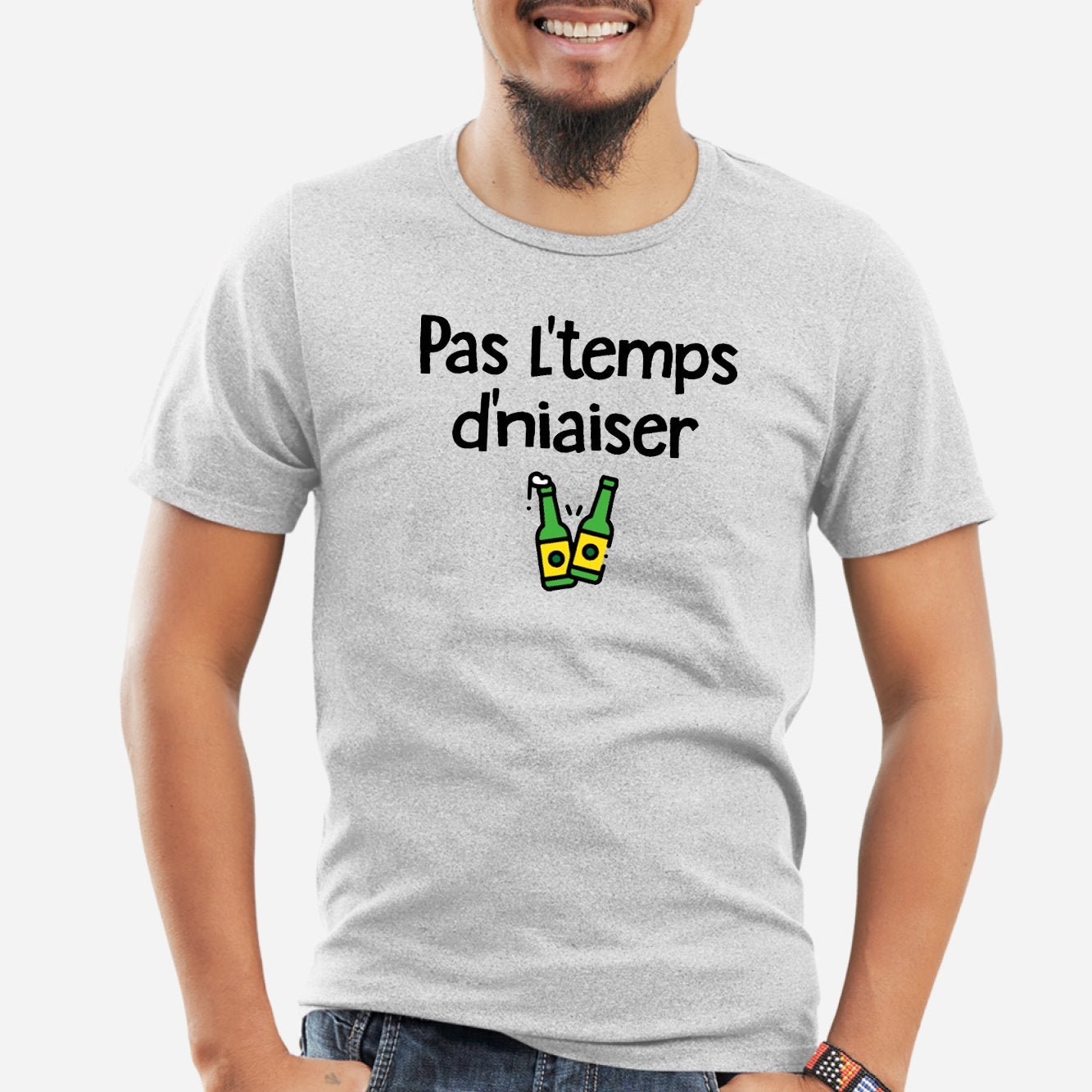 T-Shirt Homme Pas l'temps d'niaiser Gris