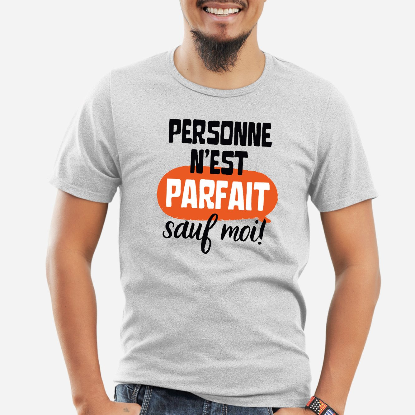 T-Shirt Homme Personne n'est parfait Gris