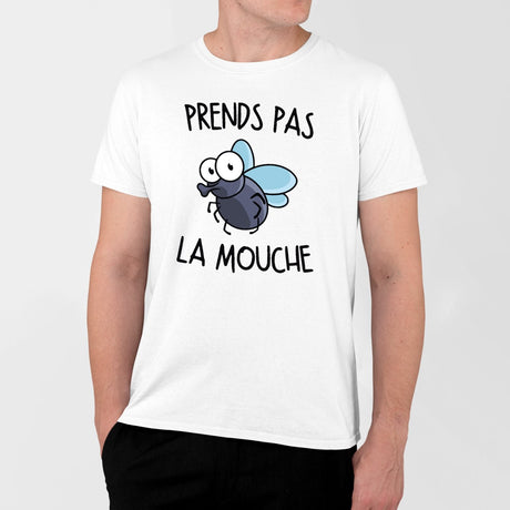 T-Shirt Homme Prends pas la mouche Blanc