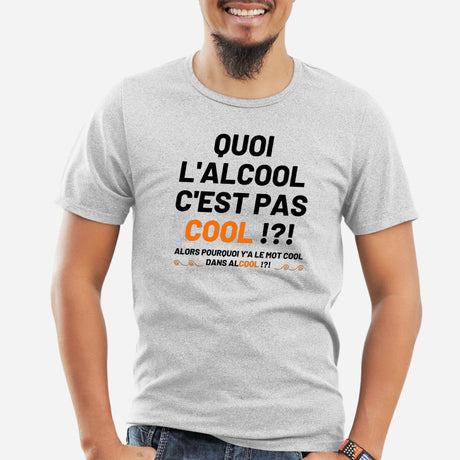 T-Shirt Homme Quoi l'alcool c'est pas cool Gris