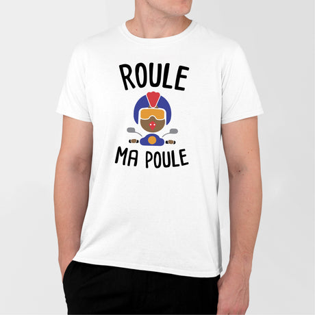 T-Shirt Homme Roule ma poule Blanc