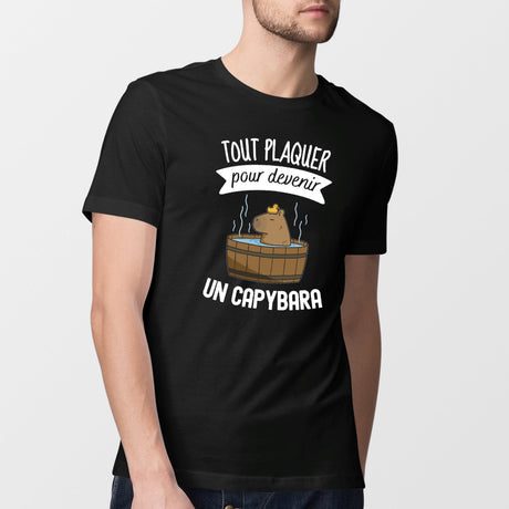 T-Shirt Homme Tout plaquer pour devenir un capybara Noir