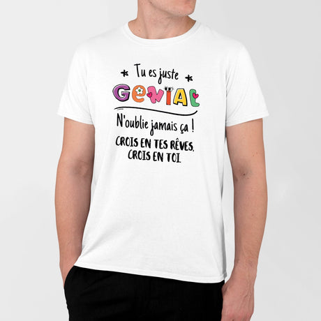 T-Shirt Homme Tu es génial crois en tes rêves Blanc