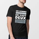 T-Shirt Homme Un homme AZERTY en vaut deux Noir