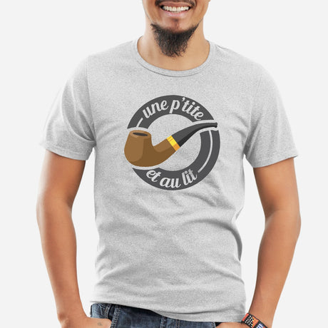 T-Shirt Homme Une petite pipe et au lit Gris