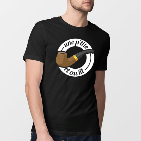 T-Shirt Homme Une petite pipe et au lit Noir