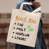 Tote bag 100% bio eau malt houblon levure Beige