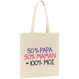 Tote bag 50% maman 50% papa 