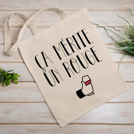 Tote bag Ça mérite un rouge Blanc